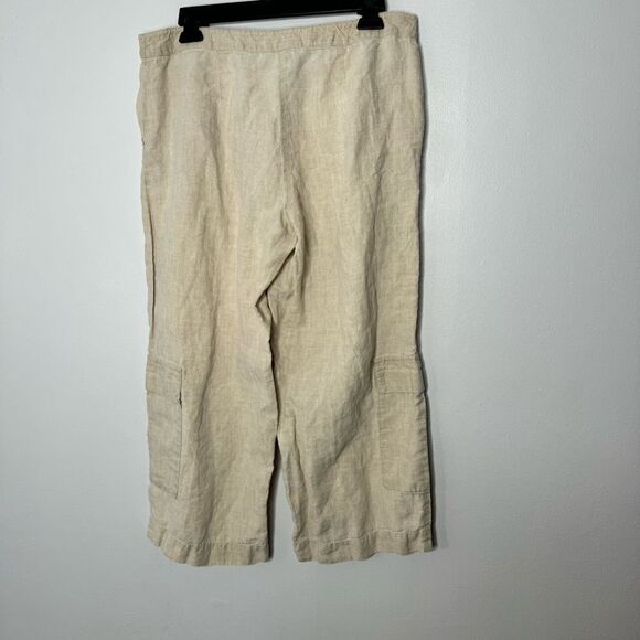 Eileen Fisher cream wide leg linen pants size medium - Picture 3 of 4